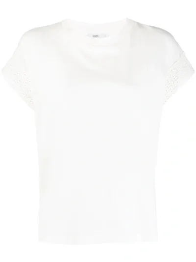 Closed Knitted Trim Crew Neck T-shirt In White