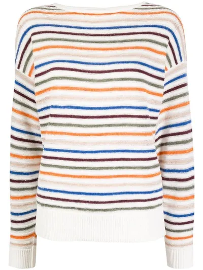 Closed Lightweight Striped-print Jumper In White