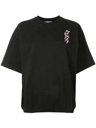 Msgm Geometric Logo Oversized T-shirt In Black