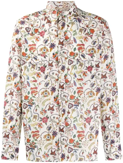 Tintoria Mattei Tattoo Graphic Print Shirt In White