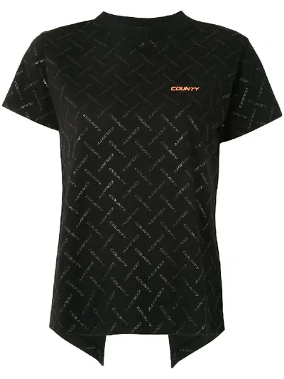 Marcelo Burlon County Of Milan All-over Logo Open-back T-shirt In Black