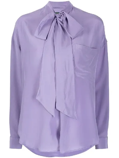 Jejia Pussy-bow Long-sleeved Shirt In Purple