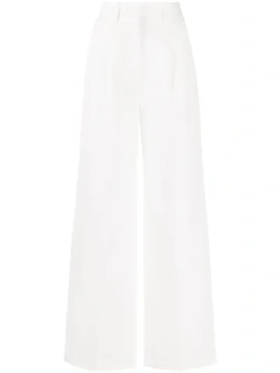 Msgm Flared Wide-leg Trousers In White