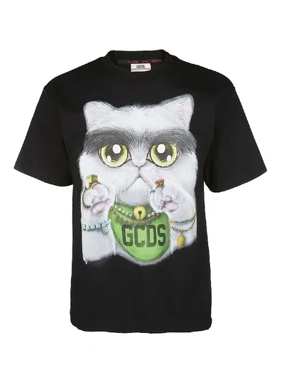 Gcds Graphic Print T-shirt In Black