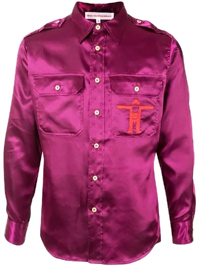 Walter Van Beirendonck Figure Embroidered Shirt In Purple