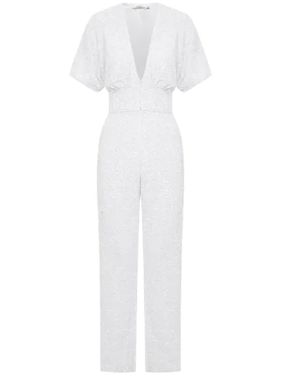 Amen Sequined V-neck Jumpsuit In White