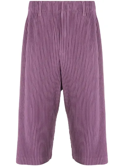 Issey Miyake Pleated Cropped Trousers In Purple