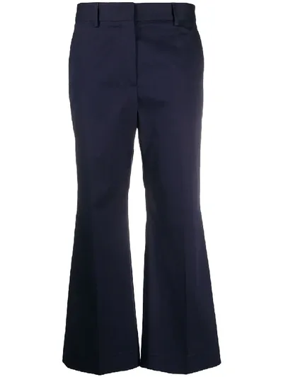 Brag-wette Flared Trousers In Blue