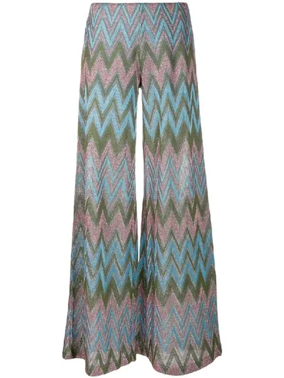 M Missoni Zig-zag Knit Trousers In Blue