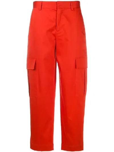 L'autre Chose Straight-leg Cargo Trousers In Red