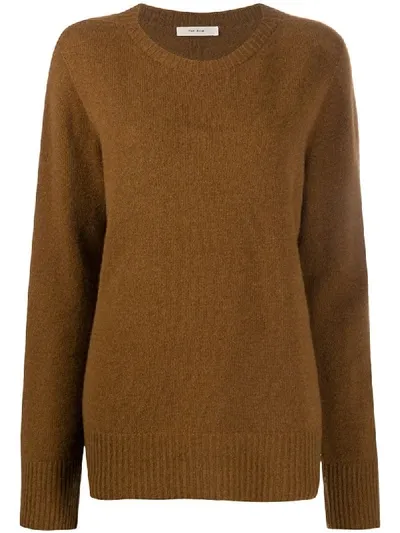 The Row Crew-neck Long Sleeve Jumper In Brown