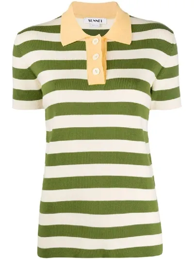 Sunnei Striped Polo Shirt In Neutrals