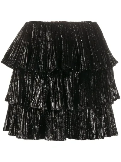 Saint Laurent Tiered Ruffle Mini-skirt In Black