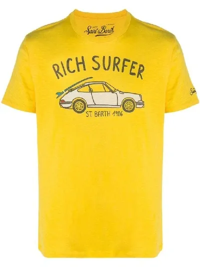 Mc2 Saint Barth Skylar Flamed Crew Neck T-shirt In Yellow