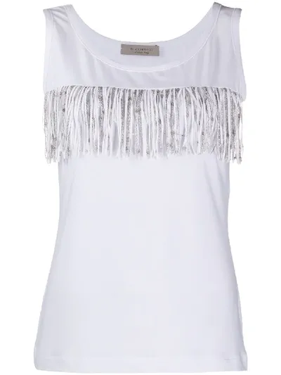 D-exterior Fringe-embellished Tank Top In White