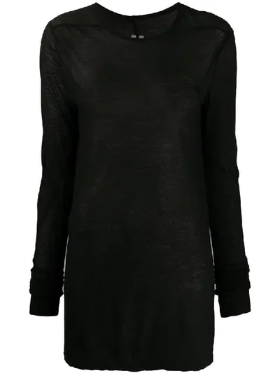 Rick Owens Sheer Long-line Top In Black