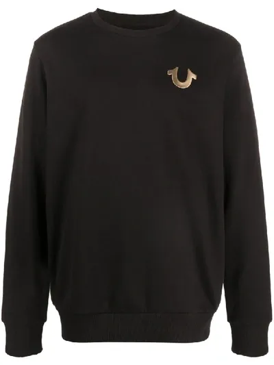 True Religion Metallic Logo Sweatshirt In Black