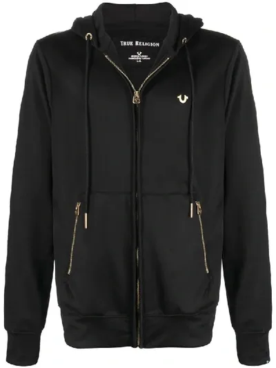 True Religion Metallic Logo Hoodie In Black