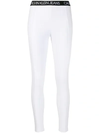 Calvin Klein Jeans Est.1978 Logo-waistband Leggings In White