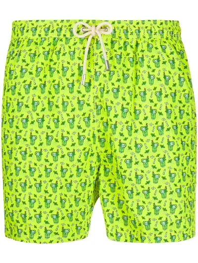 Mc2 Saint Barth Mojito-print Swim Shorts In Yellow