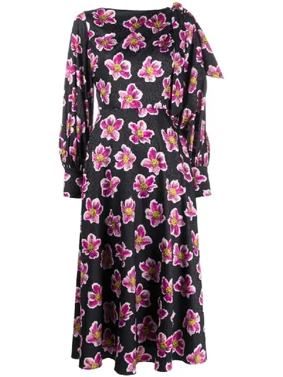 Borgo De Nor Marina Floral-print Midi Dress In Black