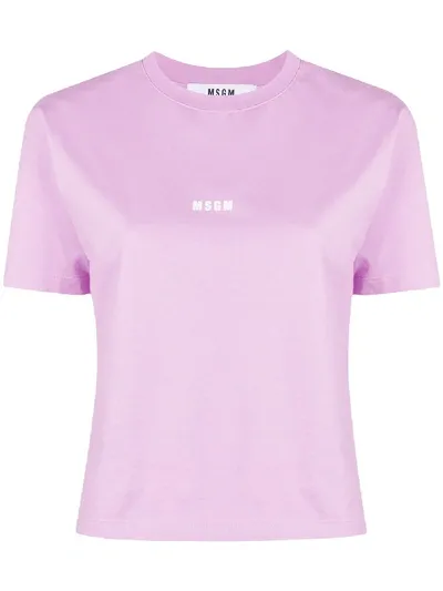 Msgm Logo-print T-shirt In Purple