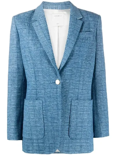 Sandro Geometric Knit Blazer In Blue