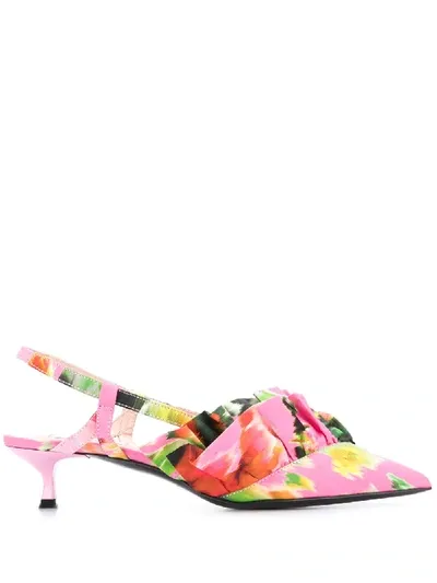 Msgm Tie-dye 45mm Slingback Pumps In Pink