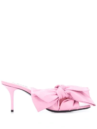 Msgm Bow-embellished 80mm Mules In Pink