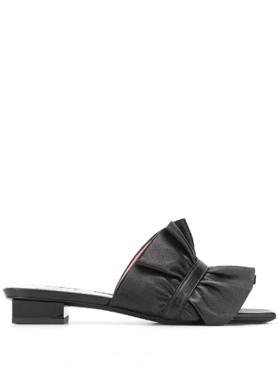 Msgm Ruffled-detail 30mm Mules In Black