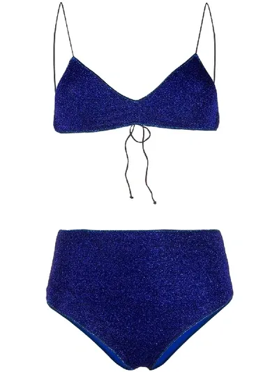 Oseree Shimmer Bikini Set In Blue