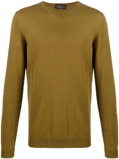 Roberto Collina Knitted Crew Neck Jumper In Brown