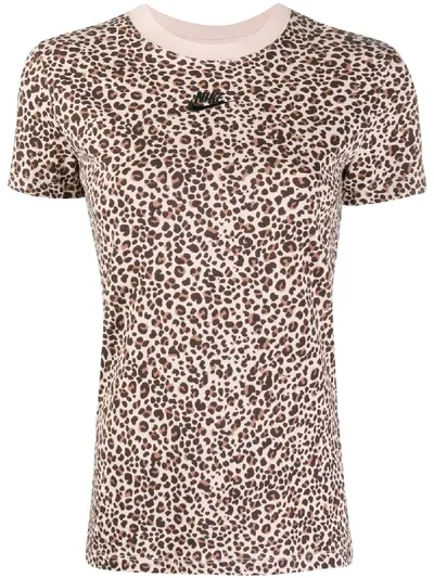 Nike Leopard Print T-shirt In Neutrals