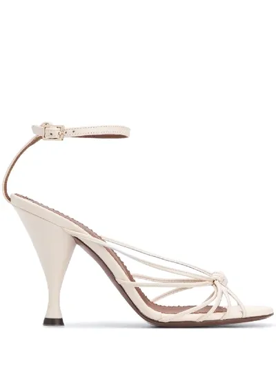 L'autre Chose Twisted Straps 100mm Sandals In White