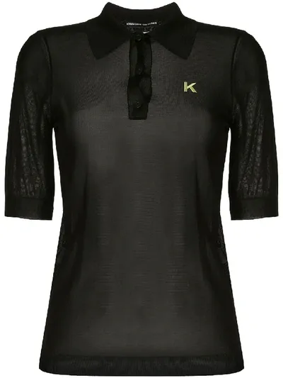 Kwaidan Editions Sheer Branded Polo Shirt In Black