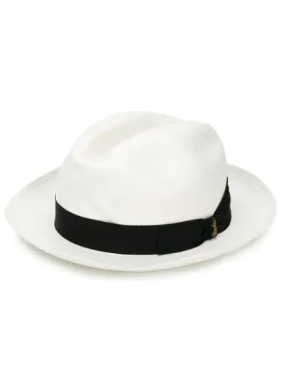 Borsalino Quito Medium Brim Straw Panama Hat In White