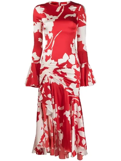 Caroline Constas Monique Midi Dress In Red