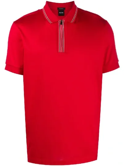 Hugo Boss Stripe Panel Polo Shirt In Red