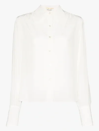 Saint Laurent Ivory Shirt With Oversized Pointed Collar In White