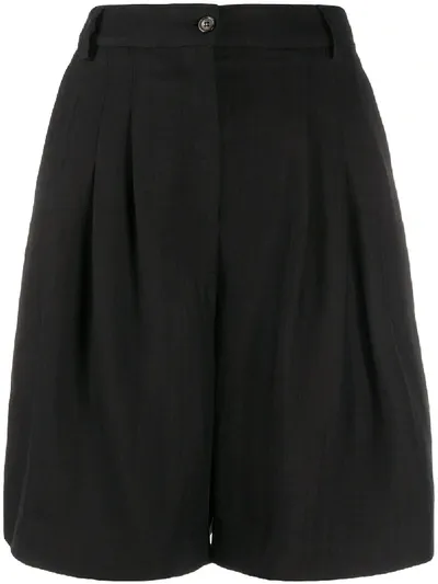 Piazza Sempione Pleated Knee-length Shorts In Black