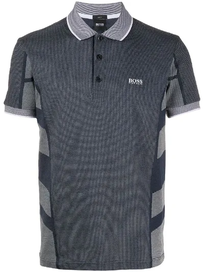 Hugo Boss Panelled Polo Shirt In Blue