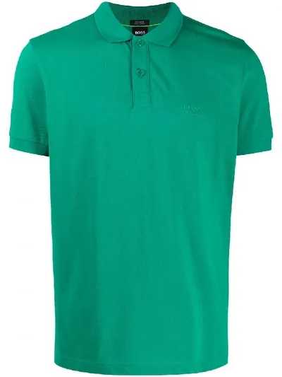 Hugo Boss Embroidered Logo Polo Shirt In Green