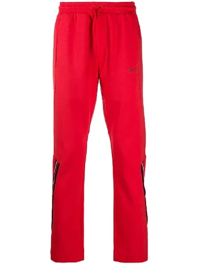 Hugo Boss Contrast Stripe Track Pants In Red