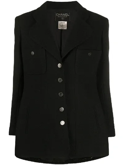 Pre-owned Chanel 1997 Notched Collar Jacket In Black