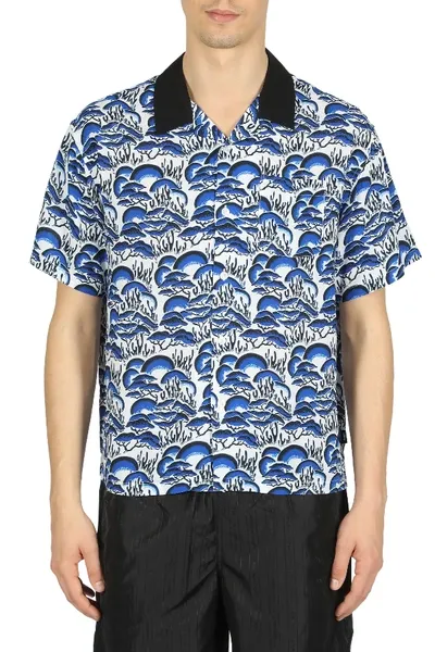 Stussy Coral-print Short-sleeved Shirt In Blue