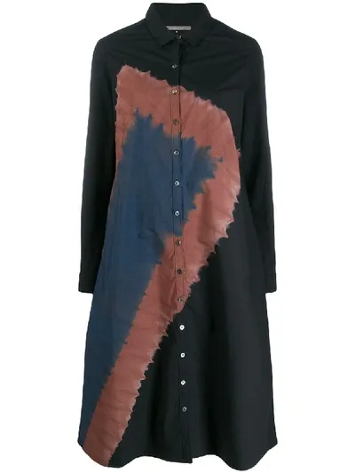 Suzusan Tie-dye Shirt Dress In Black