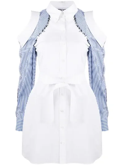 Moschino Cuffed-shoulder Long-sleeve Shirt In White