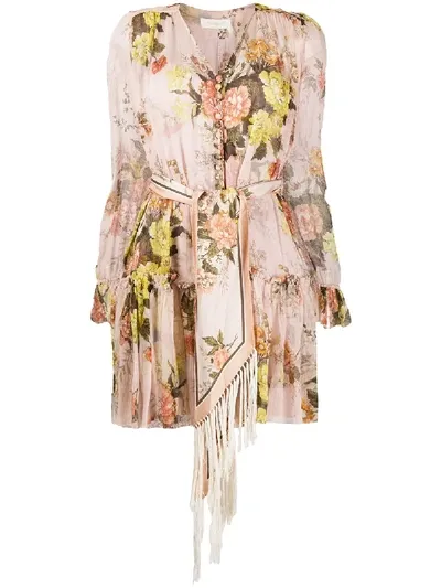 Zimmermann Floral Shift Dress In Pink