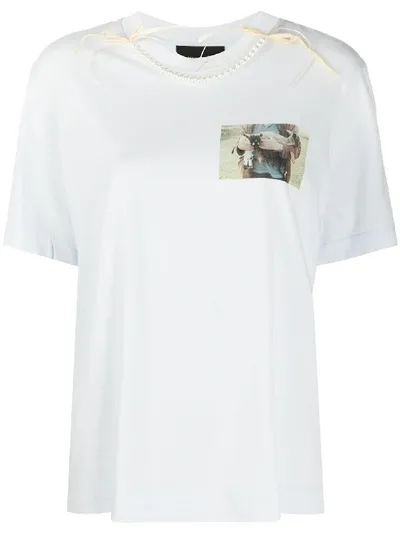 Simone Rocha Necklace-detail Photograph-print T-shirt In Blue