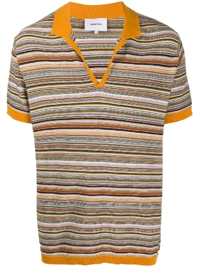 Nanushka Stripe Knitted Short Sleeve Top In Yellow